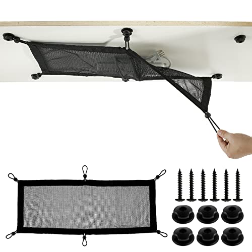 FUYGRCJ- Cable Management Net Large Capacity Flexible Adjustable Wire Organizer Net Privacy Under Desk Mesh Cord Organizer Tear Resistant Cable Holder for Home Office Workbench