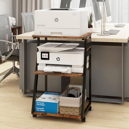 Natwind 3 Tier Printer Stand, 19.7"x15.7", with Charging Station,Retro - color: Retro, size: 19.7''x15.7''