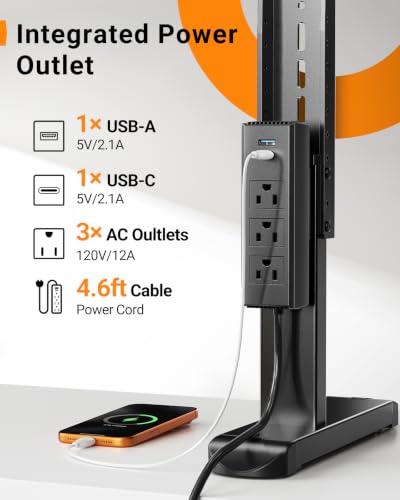 Perlegear Universal TV Stand Legs with Power Outlet for 38–90 Inch TVs - size: 38-90 inch