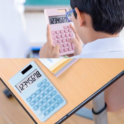 Basic Standard Calculators Small Digital Desktop Calculator with 8-Digit LCD Display, Battery Solar Power Smart Calculator Children's School Adult Office Family Standard Functions (8 Bit Pink) - color: 8 Bit Pink