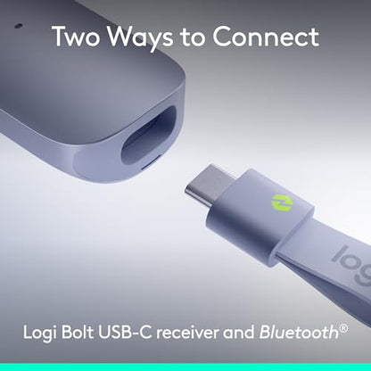Logitech Spotlight 2 Presentation Remote Wireless Clicker - Light Lilac | Clicker with haptics, digital highlighting, customizable actions, laser pointer, quick charge, Bluetooth, USB-C - color: Lilac