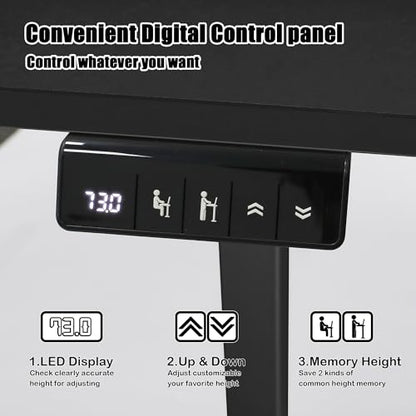 MSZ Electric Standing Desk 48x24 Inch with Memory Presets, Adjustable Height Sit to Stand Computer Desk for Home Office & Gaming (Black) - color: 3-black