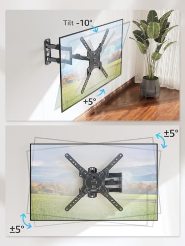 MOUNTUP Full Motion TV Wall Mount for Most 26-60 Inch TVs, Max VESA 400x400mm Wall Mount TV Bracket with Swivel Tilting Extension Level Adjustment for LED LCD Flat Curved TVs Up to 77 LBS, MU0018 - size: 26"-60" TV / Level Adjustment