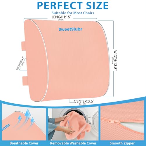 SweetSlubr Lumbar Support Pillow for Office Chair, Back Support(Pink,XL) - color: Pink, size: X-Large
