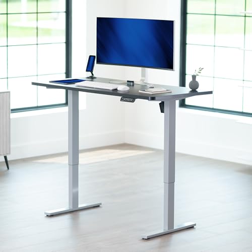 VIVO Black 55 x 28 in Standing Desk, DESK-KIT-1G55B - color: Black Top / Gray Frame, size: 55 x 28-inch