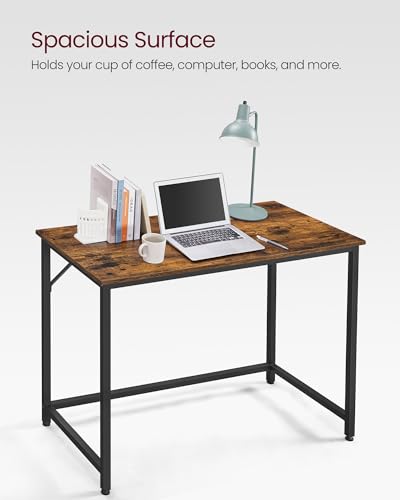VASAGLE Computer Desk, Office Work Desk, 39.4 x 19.7 x 29.9 Inches, for Study, Bedroom, Home Office, Living Room, Rustic Brown and Ink Black ULWD41X | Gaming Desk, Home Office Desk, Modern Basic Style, Steel Frame, Rustic Brown and Matte Black, BARNET Col