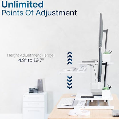 VIVO 32 in Standing Desk Riser, Height Adjustable Workstation - color: White, size: 32"