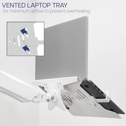 VIVO Height Adjustable Pneumatic Extended Arm Laptop Wall Mount, Full Motion Articulating Notebook Tray, Fits 10 to 15.6 inch Screen, White, MOUNT-V001GLW - color: White