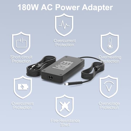 180W 130W Replacement Charger for Dell Thunderbolt Docking Stations | WD19 WD19S WD19TB WD19TBS WD22TB4 WD15 SD25 WD25 D6000 D6000S K16A K16A001 TB15 TB16 TB18DC K17A001 Business Thunderbolt