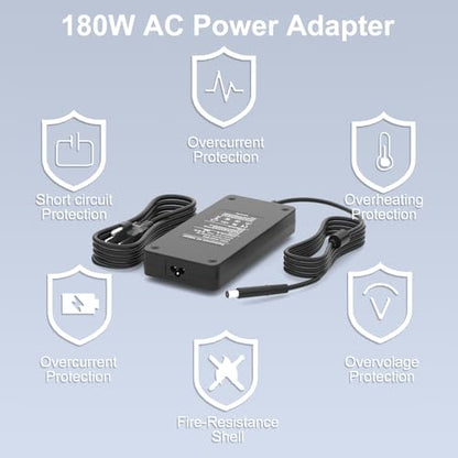 180W 130W Replacement Charger for Dell Thunderbolt Docking Stations | WD19 WD19S WD19TB WD19TBS WD22TB4 WD15 SD25 WD25 D6000 D6000S K16A K16A001 TB15 TB16 TB18DC K17A001 Business Thunderbolt