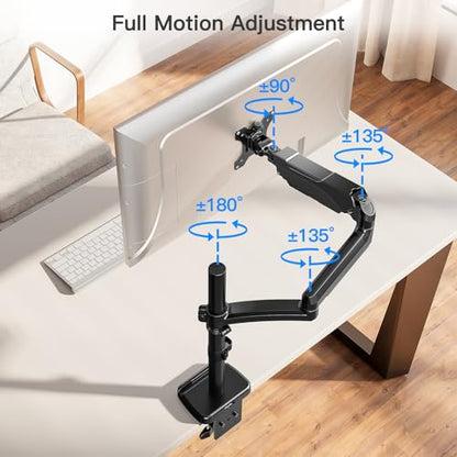 Extra Long Arm Monitor Mount, Fits Max 32" Hold up to 19.8lbs | Single Long Arm Computer Desk Mount, Extra Long Adjustable Stand, Tall Arm with Tilt, Swivel, Rotation, VESA 75/100mm - size: Long Desk Arm