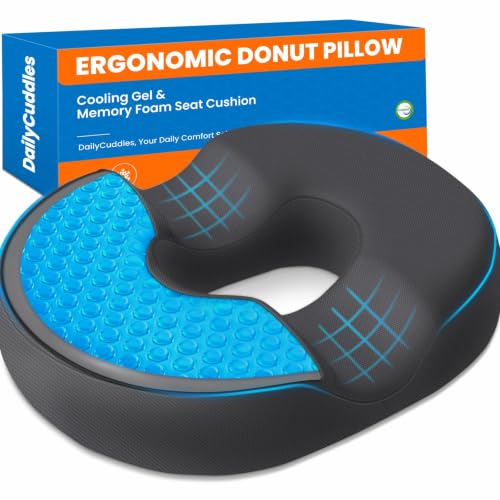 Donut Pillow Cooling Gel Memory Foam Cushion, Large, Grey - color: Gray, size: X-Large