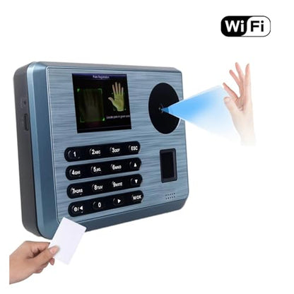 Palm and Fingerprints Identification Time Clock Palm Attendance Device Fingerprint Time Clock Palm Scanner for Small Businesses and Offices for Small Businesses,Black-ID - size: ID