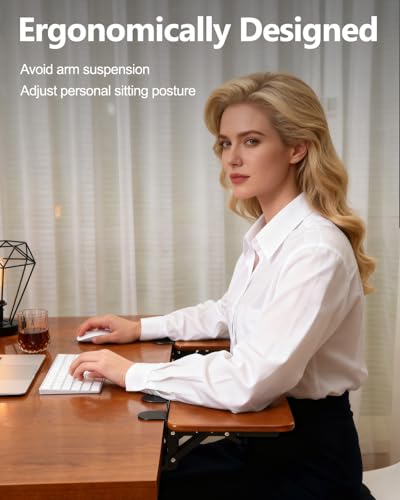 Ergonomic Wood Desk Extender Tray, Foldable Elbow Wrist Rest Shelf
