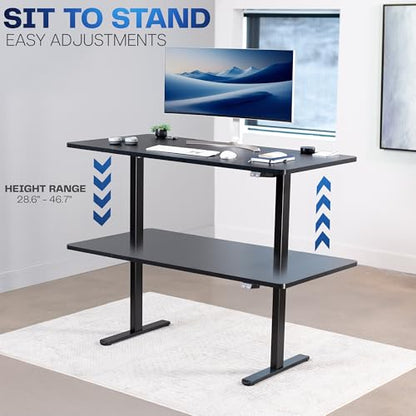 VIVO Black 60 x 30 in Standing Desk, DESK-KIT-0B6B - color: Black Top / Black Frame, size: 60 x 30 inch