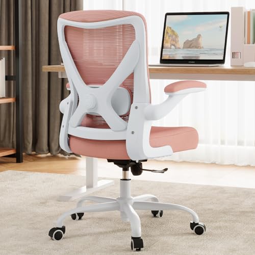 Office Chair: 330LBS Mesh Ergonomic Desk Chair Comfy with 3D Lumbar& Swivel - color: Pink, size: Pack of 1