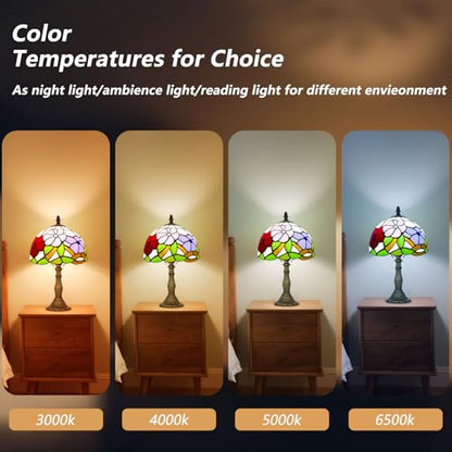 8 Inch Small Tiffany Style Table Lamp with Remote Control, Three Flowers - color: Three Flowers