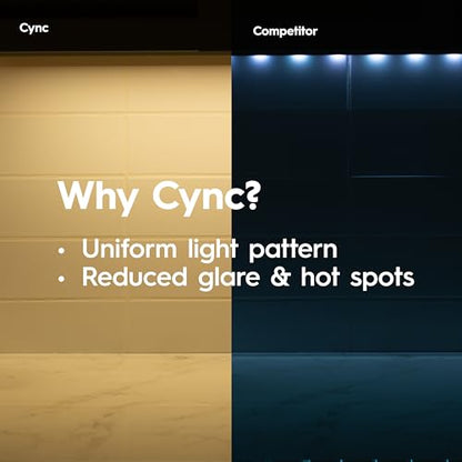 Cync GE Reveal HD+ Smart Under Cabinet Light Bar, Color Changing, 12in | App-controlled RGB smart lighting strip, voice compatible, easy install, ideal for kitchen counters, home automation - size: 12 Inch, style: Light Bar
