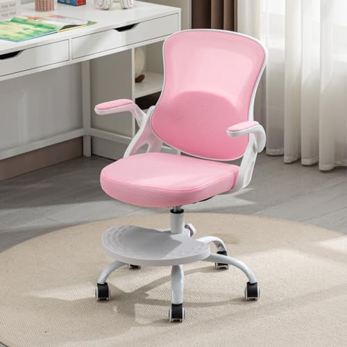 Kids Desk Chair,Ergonomic Study Chair with Adjustable Height,Swivel Mesh Desk Chair with Wheels,Home Office Chair for Children in Home Bedroom Pink - color: Pink