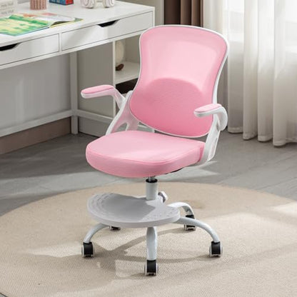 Kids Desk Chair,Ergonomic Study Chair with Adjustable Height,Swivel Mesh Desk Chair with Wheels,Home Office Chair for Children in Home Bedroom Pink - color: Pink