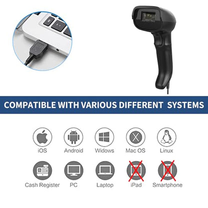 USB 1D Barcode Scanner with Stand Handheld Wired Laser Barcode Reader Scanner with Gooseneck Stand and Cable Twilight Blac - color: 1D Wired Barcode Scanner with Stand