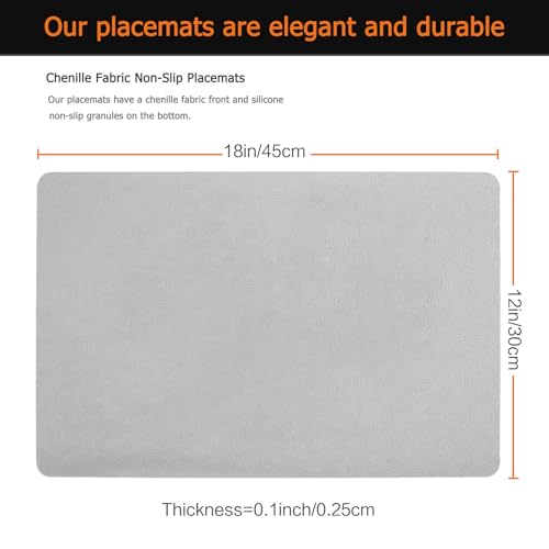 Light Gray Plastic Vinyl Placemats Set of 12, Waterproof Heat Resistant Table Mats,Faux Leather Wipeable Washable Easy Clean Non-Slip Place Mats for Indoor Outdoor(12,Light Gray) - color: Light Gray