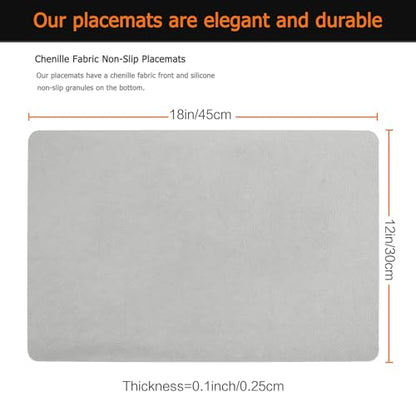 Light Gray Plastic Vinyl Placemats Set of 12, Waterproof Heat Resistant Table Mats,Faux Leather Wipeable Washable Easy Clean Non-Slip Place Mats for Indoor Outdoor(12,Light Gray) - color: Light Gray