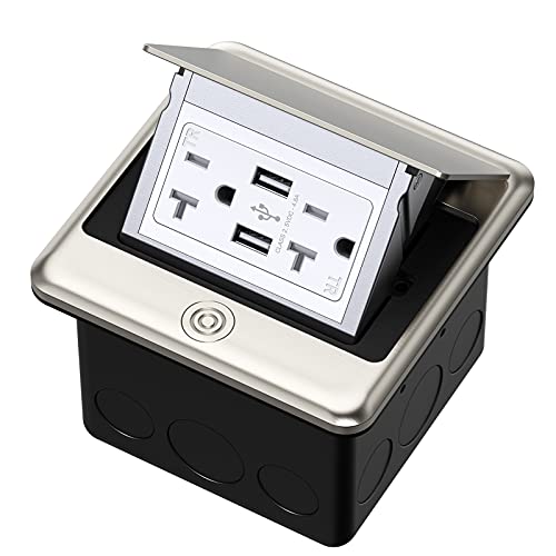 4.8A USB Chargers Pop Up Floor Waterproof Electrical Outlet Receptacle Stainless Steel Box(Stainless Steel Color) - color: Stainless Steel Color, size: USB Outlet