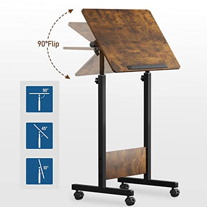 KOUPA Height Adjustable Flip Standing Desk with Wheels,24Inch - size: 16x24IN