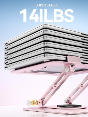 tounee Laptop Stand for Desk, Adjustable Computer Stand Holder with 360° Rotating Base, Ergonomic Laptop Riser Compatible with MacBook Pro Air, All Laptops 10-15.6"-Pink - color: Pink