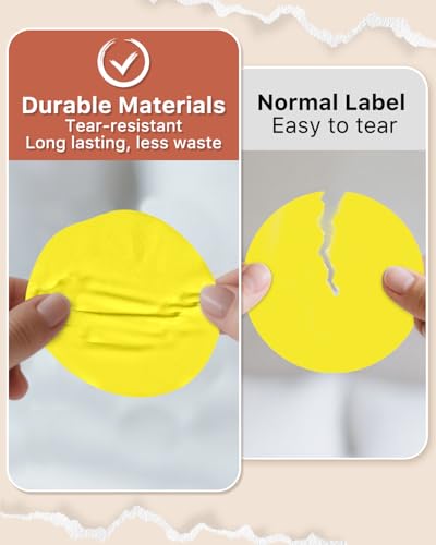 iEager 3 Inch Yellow Circle Thermal Labels, Durable Round Thermal Label - color: Yellow, size: 3 INCH