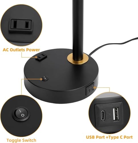 Adjustable Desk Lamp with Dual USB-C/A & AC Outlet 340° Swivel Lamp Head - style: Modern 1