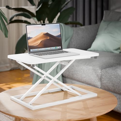 Standing Desk Converter 24 Inch, Height Adjustable Sit to Stand Desk Riser, Ergonomic Desktop Workstation for Laptop and Single Monitor, Home Office Computer Desk Riser-White - size: White
