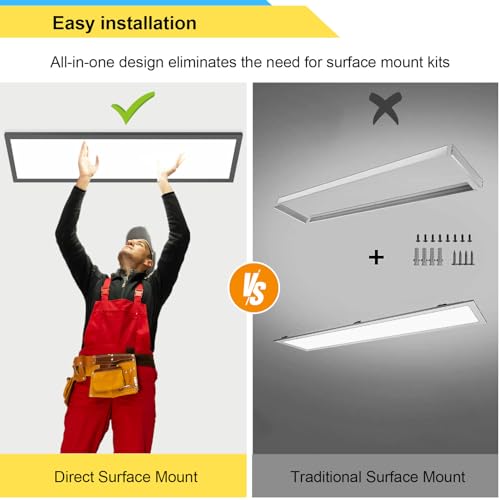 AIKVSXER 30 Pack 1x4 LED Flat Panel Light Surface Mount Black, 5500LM 50W - color: Black, size: 1x4FT 30PACK