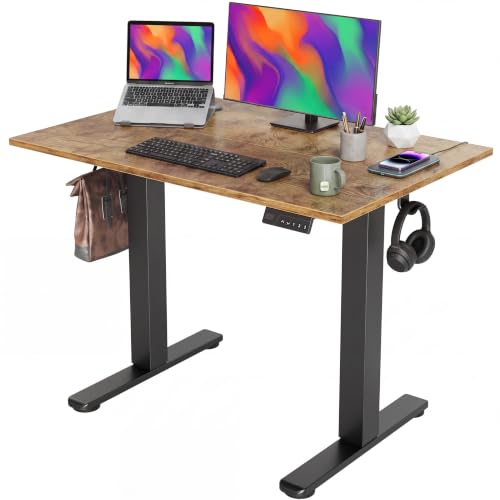 Claiks Electric Standing Desk, 40x24 Inch, Rustic Brown - color: Rustic Brown, size: 40 Inch