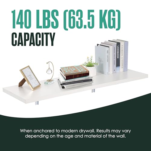 Wall Mounted Desk, Murphy Desk, Wall Mounted Folding Table, 48x16 White | Houseables Laundry Folding Table, Fold Down Work Bench, Foldable Station, Floating Bar, Hanging, Dining, Kitchen, Clothes - color: White