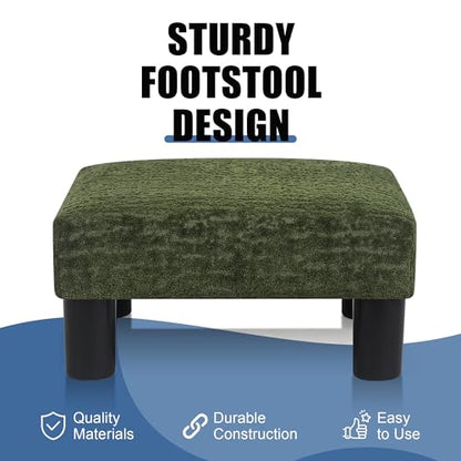 Joveco Small Foot Rest Stool Ottoman, 3D Velvet Square Upholstered Footstool for Chair, Under Desk, Office, Living Room, Deep Green - color: Deep Green