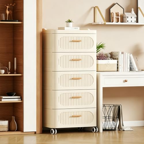Rolling Storage Cart with Drawers, 5 Tier Drawer Storage Organizer, Drawer Tower Organization Storage Container with Wheels for Home, Office, Classroom and Dorm