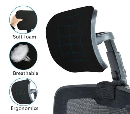 Universal Office Chair Headrest Attachment | Adjustable Desk Chair Mesh Neck Pillow | Soft Computer Armchair Head Rest | Easy to Install (Black (White Back),clamp Inner Diameter 1.18"/3 cm) - color: Black (White Back), size: clamp inner diameter 1.18"/3 c