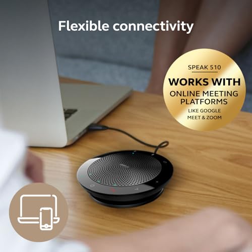 Jabra Speak 510 (2025 Edition) Portable Bluetooth USB Conference Speaker | Portable Speaker for Meetings and Calls, USB or Bluetooth, Clear Sound, Works with Microsoft Teams and Leading Platforms - size: Teams with adapter, style: Speak 510 (2025)