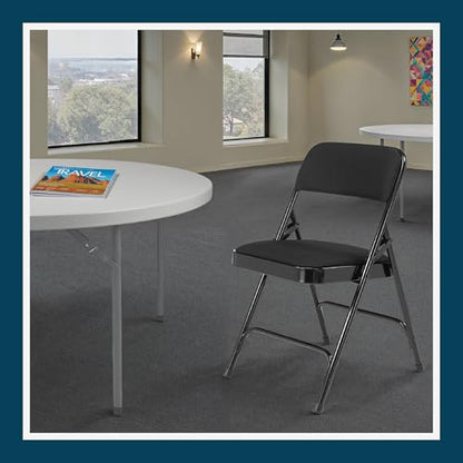 OEF Furnishings OEF2200 Series Heavy-Duty Premium Fabric Padded Upholstery Double-Hinged Folding Chairs (4-Pack, Midnight Blue) - color: Blue/Blue