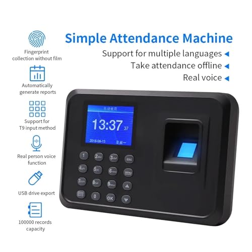 Fingerprint Attendance System Biometric Clock in Machine Employee Keypad Electric Time Recorder USB Data Management Device