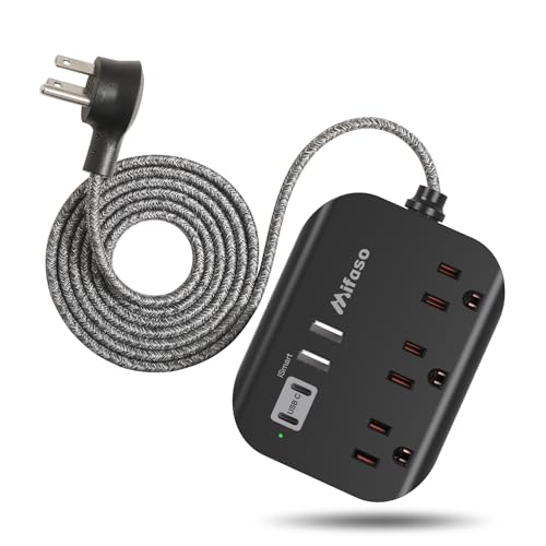 Travel Essentials, Power Strip with USB, Compact Flat Plug Extension Cord - color: Black, size: 5 ft