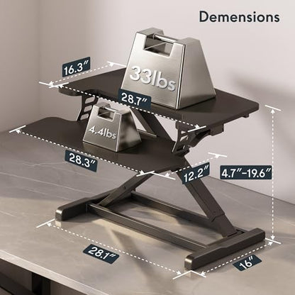 FLEXISPOT Standing Desk Converter, 28", Black - color: Black, size: 28"