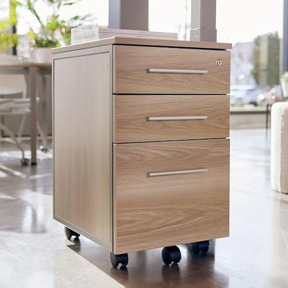 NBF File Cabinet 3 Drawer Mobile Laminate Storage Pedestal, Espresso - color: Brown