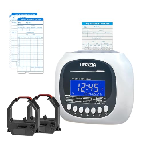 Time Clocks for Employees Small Business, Auto-Align Time Clock | 6 Punches per Day Time Machine, Clock in Machine for Employees with Time Cards, 2 Ink Ribbons