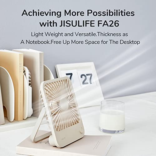 JISULIFE Small Desk Fan, 180° Foldable Portable Fan - color: Brown, size: 2000mAh