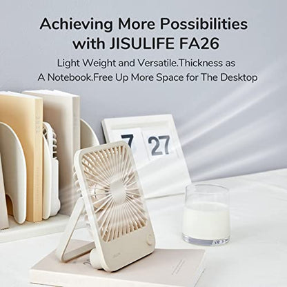 JISULIFE Small Desk Fan, 180° Foldable Portable Fan - color: Brown, size: 2000mAh