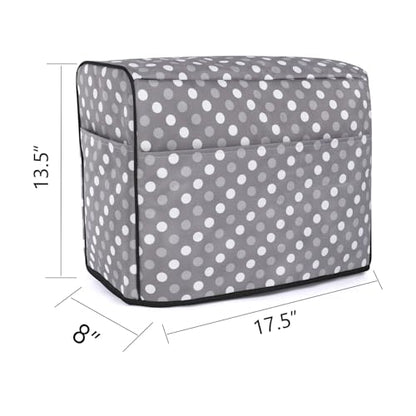 Luxja Sewing Machine Dust Cover Compatible with Brother & Singer, Gray Dots | Cover with Pockets for Extra Accessories - color: Gray Dots
