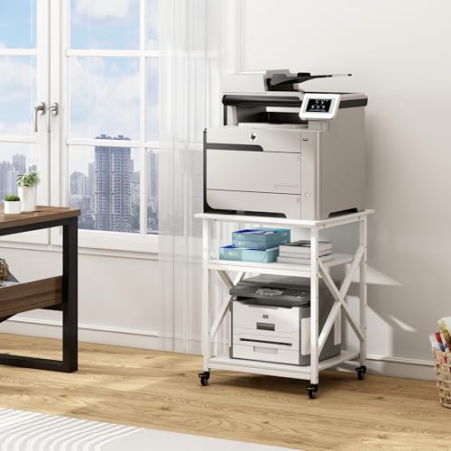 Fannova 3D Printer Stand 23.6"x23.6" with Height Adjustable Storage Shelf - color: White